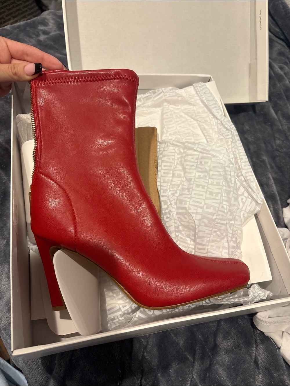 New Steve Madden Red Square Toe Booties 8M